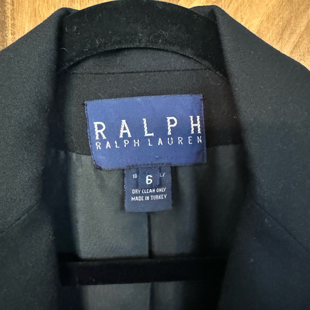 Vintage RALPH Ralph Lauren Blazer Jacket Womens 6 Black 100% Worsted Wool Crest - Picture 3 of 5